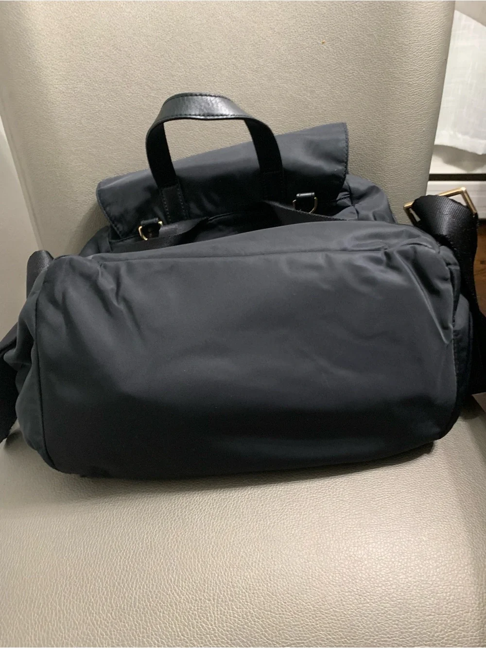 Tory Burch Black Nylon Diaper Backpack with Logo Accent